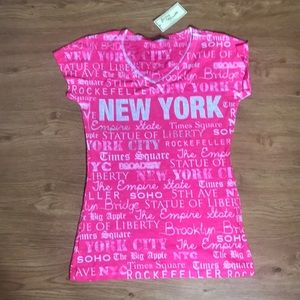 New York Hot Pink Short Sleeve Tee Size Small